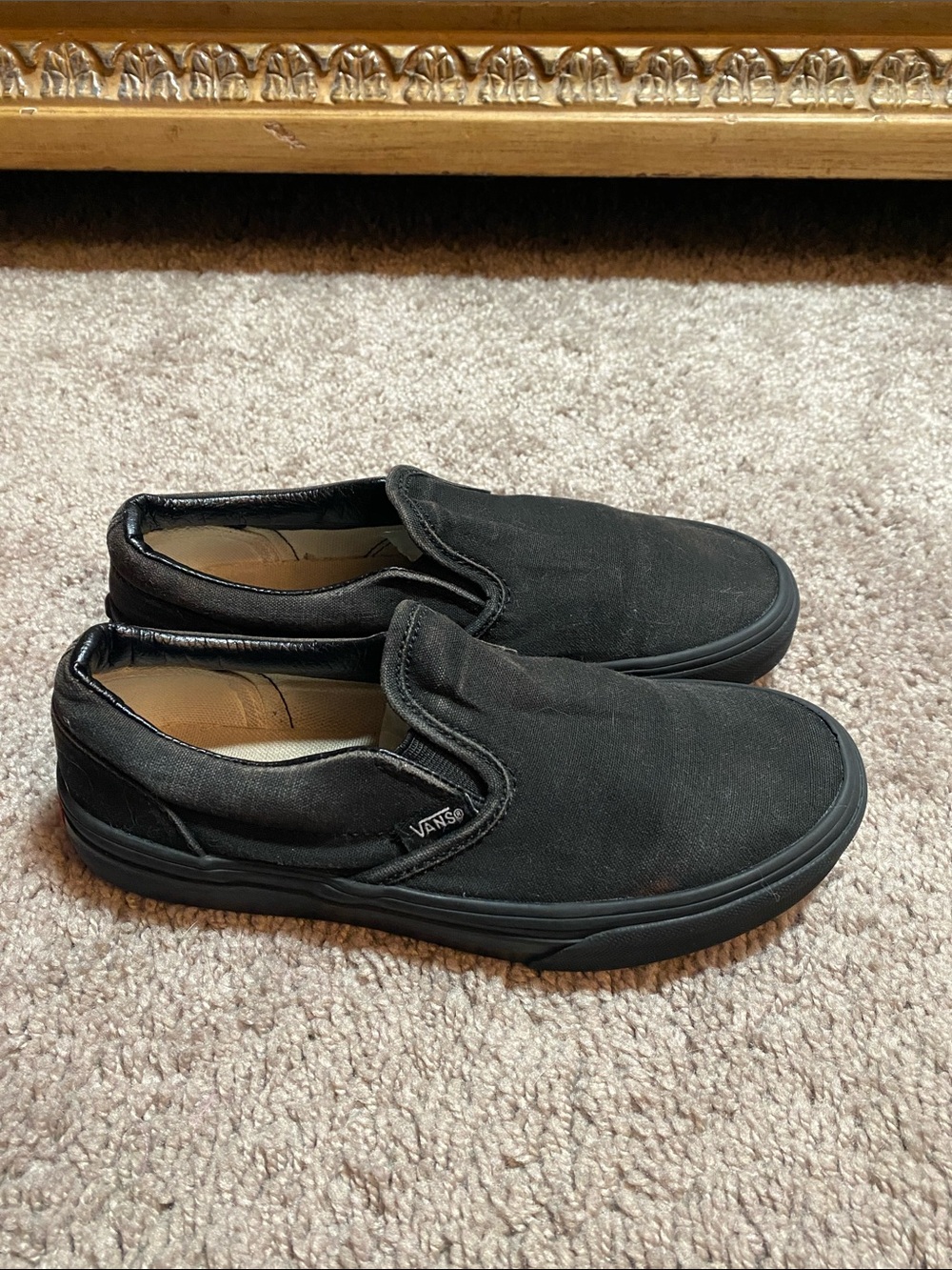 Vans off the wall low top Black Slip-On Canvas sneakers kids size 3